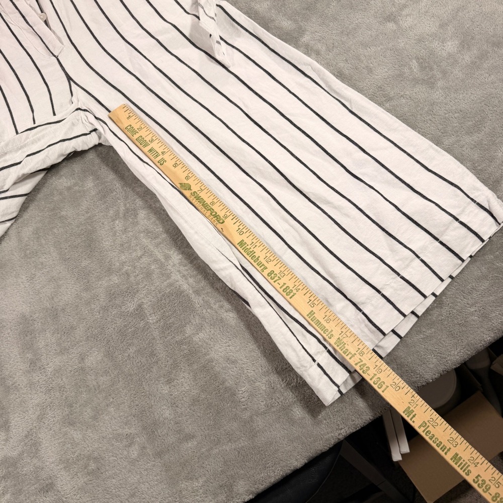 Banana Republic Jumpsuit Womens 00P White Black Stripe Linen Cotton Wide Leg - Picture 5 of 9